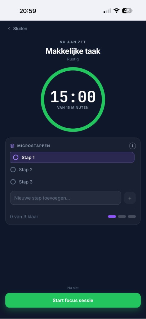 Structuro Focus sessie starten